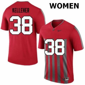 Women's Ohio State Buckeyes #38 Logan Kelleher Throwback Nike NCAA College Football Jersey Colors OEL1144IV